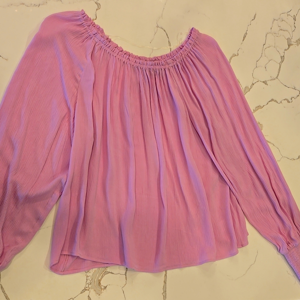 SANCTUARY  dusty Rose crepe long sleeve blouse.